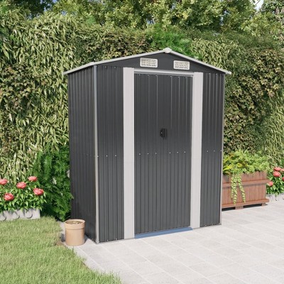 vidaXL Storage Shed Outdoor Storage Shed for Backyard Patio Galvanized Steel