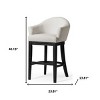HomeRoots 40" White and Black Fabric and Solid Wood Bar Height Swivel Bar Chair - 3 of 4