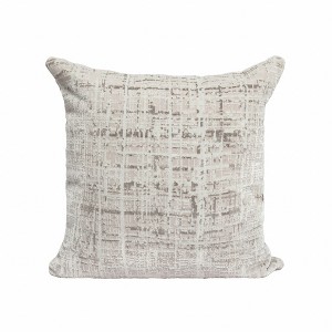 HomeRoots 20" X 20" Gray And Beige Polyester Abstract Zippered Pillow - 1 of 4