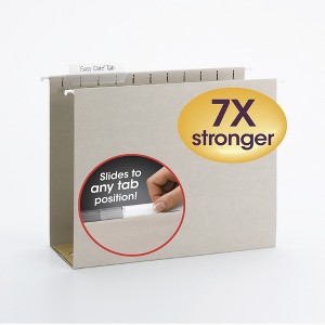 Smead TUFF Hanging Box Bottom Folder with Easy Slide Tab, 4" Expansion, 1/3-Cut Sliding Tab, Letter Size, Steel Gray, 18 Per Box (64242) - 1 of 4