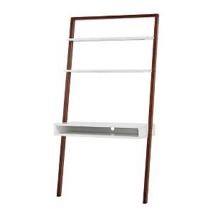 38" Phyliss White Metal Leaning Desk and Ladder Shelves - Inspire Q - 1 of 4