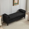 Sapphtopaz Modern Elegant Ottoman with Upholstered Entryway Bench with Wood Legs & 2 Bolster Pillows End of Bed Bench for Living Room,Bedroom - 2 of 4