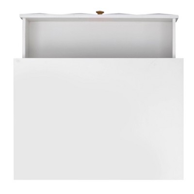 Elevated Geo-Textured White Nightstand with Gold Accents
