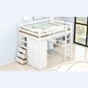 Okak Full Size Wood Bunk Bed with Built-in Wardrobe, Storage Shelves, Loft Bunk Bed with Desk & Drawers for Teens, Easy Assemble, White - 3 of 4