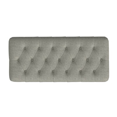 Gray Tufted Round Cocktail Storage Ottoman with Wood Legs