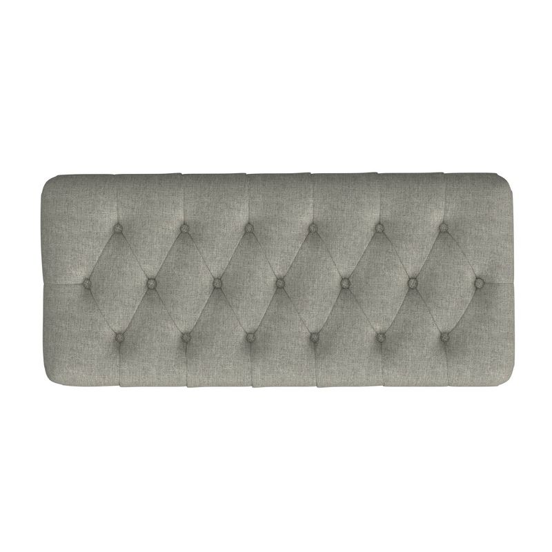 Button Tufted Storage Bench with Cone Wood Legs Gray - HomePop, 5 of 10