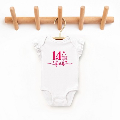 The Juniper Shop 14th Feb Stars Puff Print Baby Flutter Sleeve Bodysuit