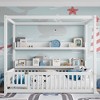 KWPZQEB Twin/Full Size Bed with Canopy, Wood Floor Bed Frame with Bookshelves & Safety Guardrail, Montessori Bed for Kids, No Spring Box Needed - 3 of 4