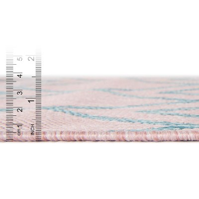 7' x 10' Pink and Aqua Synthetic Outdoor Trellis Area Rug