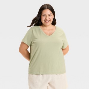 Women's Short Sleeve V-Neck T-Shirt - Ava & Viv™ - 1 of 3