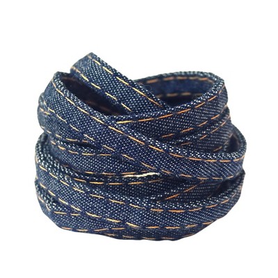 INSPIRE CHIC Cotton Blend Denim Flat with Metal Tips Shoelace for Sneakers 0.31'' Width 1 Pair