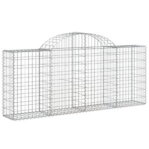 vidaXL Gabion Basket Silver Galvanized iron 78.7 x 11.8 x 39.4 in - 78.7" x 11.8" x 31.5"/39.4" 1 - 1 of 4