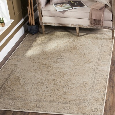 Vintage Stone Rectangular Wool and Viscose Area Rug
