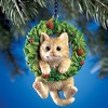 Collections Etc Hand Painted Pet-In-Wreath Hanging Christmas Tree Ornament - image 2 of 3