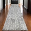 10' Gray And Ivory Geometric Shag Runner Rug - 2 of 4