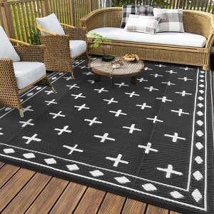 Reversible Outdoor Rug, Waterproof Plastic Straw Mat Large Patio Carpet ...