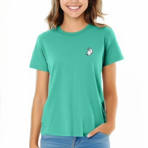 DALIX Heartly Ghost Embroidered Soft Cotton Short Sleeve T Shirt Womens - 1 of 4