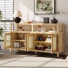 PAGED Rattan Storage Dining Room Cabinet with Adjustable Shelves, Push-to-Open Cabinet, Ash Veneer Buffet Cabinet, Pantry Cabinet - 2 of 4