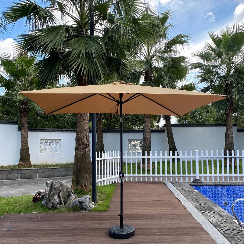 Wellfor 6.5&#39;x10&#39; Rectangular Outdoor Market Umbrella with 26 Solar LED Lights Taupe, 4 of 8