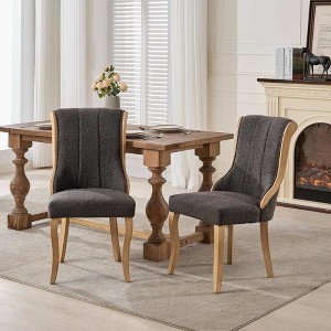PDTEND Mid-Century Dining Chairs Set of 2 with Snow Velvet Fluffy Fabric - 1 of 4