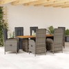 vidaXL Patio Dining Set with Cushions Outdoor Garden Furniture Poly Rattan - Gray 7 Piece - 2 of 4