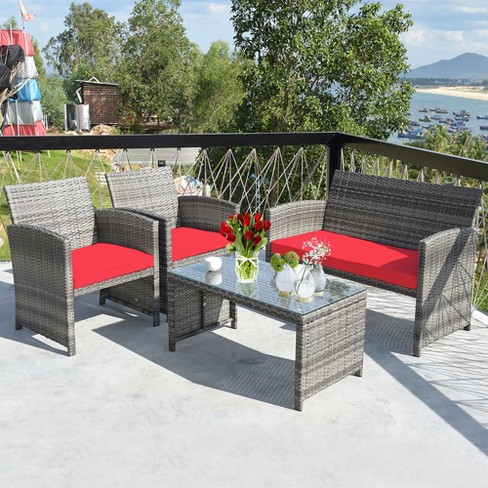 Costway 4 pc outlet rattan patio furniture