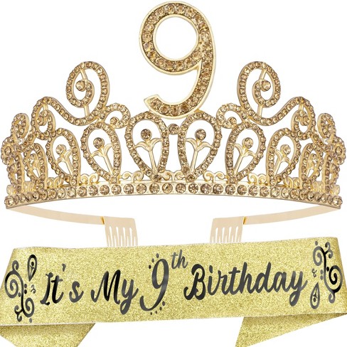 Meant2tobe 9th Birthday Tiara And Sash Gold Target