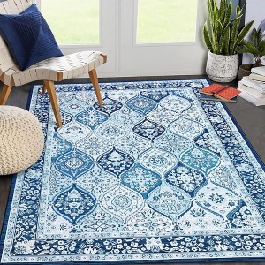 Area Rugs, Washable Vintage Rugs for Living Room, Non-Slip Low Pile Geometric Bohemian Style Soft Rugs, Washable, Dining Room, Living Room - 1 of 4
