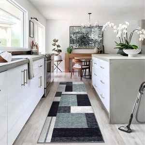 Large Machine Washable Area Rug - Modern Geometric Non Slip Low Pile Rug, Stain Resistant Indoor Carpet for Living Room, Bedroom, Office - 1 of 4