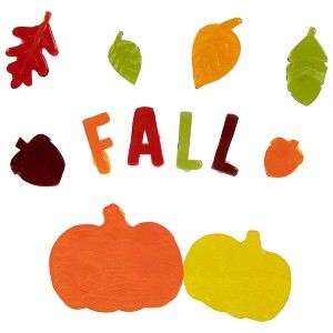 Northlight 12-Piece Fall Leaves and Pumpkins Thanksgiving Gel Window Clings - 1 of 4