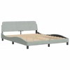 vidaXL Light Gray Queen Velvet Bed Frame with Headboard Cushion – Modern Waved Design, Plywood Slats, Soft Foam Back Support - 3 of 4