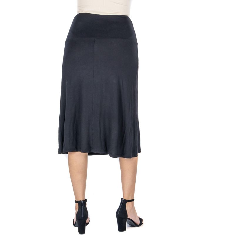24seven Comfort Apparel A Line Elastic Waist Knee Length Skirt, 3 of 5