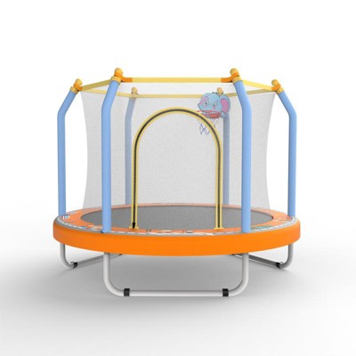 Aukfa 55 inch Kids for Ages 1-8 Trampoline with Handle - Indoor/Outdoor Toddler Trampoline, 6-Leg Design for Safety & Stability