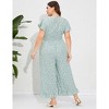 Clearlove Plus Size Loose Jumpsuits for Women Casual Wide Leg Pants Floral Jumpsuits Short Sleeve One Piece Outfit - 4 of 4