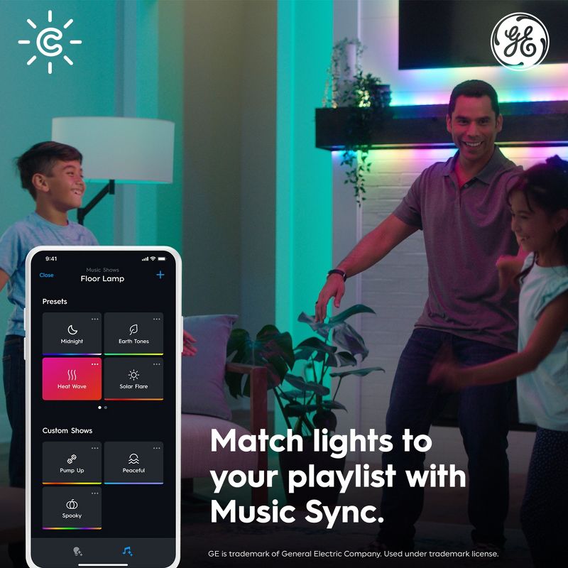 GE CYNC Dynamic Effects Smart LED Full Color A19 Light Bulb, 5 of 7