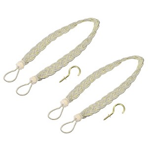 Unique Bargains Braided Drapery Holdback Holder Decorative Rope Tie Back with Metal Hooks - 1 of 4