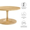 Modway Lina Round Coffee Table – Solid Mango Wood Tabletop with Carved Base, Boho Rustic Accent for Living Room or Lounge - 2 of 4