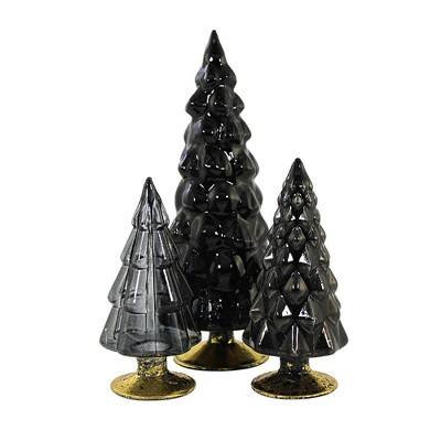 Halloween 7.0" Small Hue Tree Black Set / 3 Decorate Decor Mantle Halloween  -  Decorative Figurines