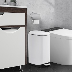Small Stainless Steel Trash Can 3 Gal/12 Liter Compact Bathroom Garbage Can with Soft Close Lid & Removable Inner Bucket, for Dorms, Offices - 1 of 4