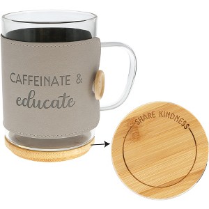 Pavilion Gift Company - Educate - 16 oz Wrapped Glass Mug with Coaster Lid - Drinkware - 1 of 4