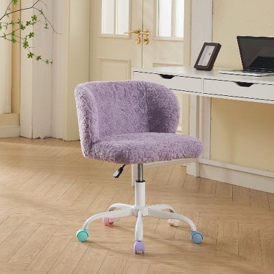 NicBex Home Office Chair with Artificial Alpaca Wool, Swivel Office Chair with Colorful Wheels, Adjustable Desk Chair, Vanity Chair