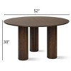 52" Oak Wood Drum Dining Table, Architectural Design Round Dining Table with 3 Legs for 4-6 person, Indoor Furniture - Maison Boucle - 4 of 4