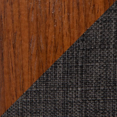 Set of 2 Walnut Wood Charcoal Upholstered Dining Chairs