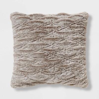 Euro Rouched Faux Fur Throw Pillow Beige - Threshold™