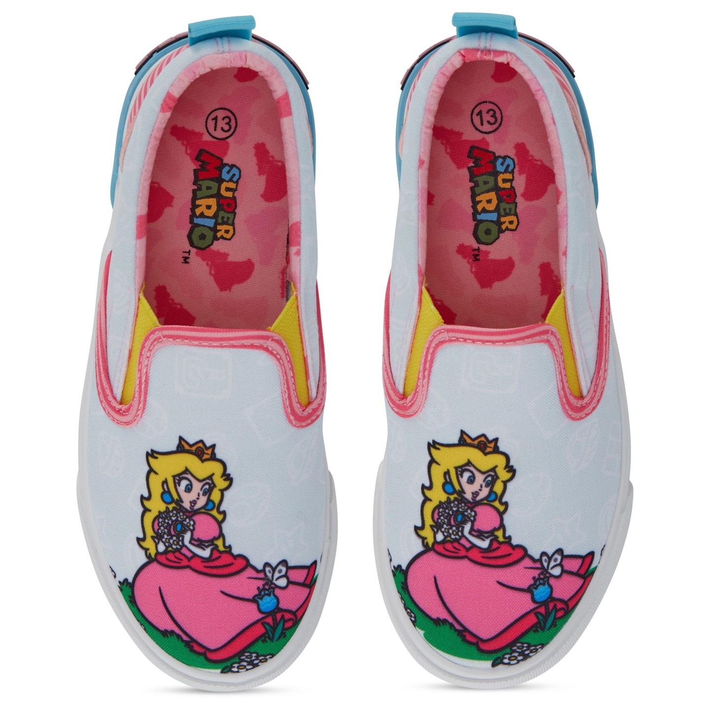 Кроссовки Girls Nintendo Peach Slip On Sneakers - Super Mario Shoes - Mario, Luigi, Kirby and Donkey Kong Slip On Shoes (Pink), цвет: Персиковый — фото 2