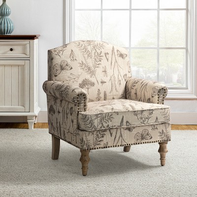 Yahweh Wooden Upholstered Armchair With Panel Arms And Camelback For ...