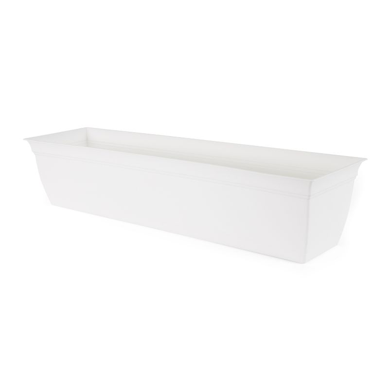 The HC Companies ECW30000A10 Indoor Outdoor 30 Inch Eclipse Series Window Flower Garden Ornamental Planter Box with Removable Attached Saucer, White, 1 of 7