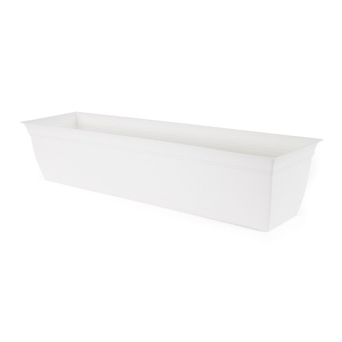 The HC Companies ECW30000A10 Indoor Outdoor 30 Inch Eclipse Series Window Flower Garden Ornamental Planter Box with Removable Attached Saucer, White - image 1 of 4