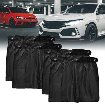 Unique Bargains Window Adjustable Curtain U-V Protection Polyester Automotive Sunshades Black Silver 4 Pcs