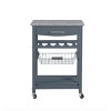 Syemin Kitchen Carts and Islands Kitchen Island with Storage Mobile Rolling Kitchen Island Trolley Serving Cart Island, Grey, 22.76"*15.75"*33.35" - 3 of 4